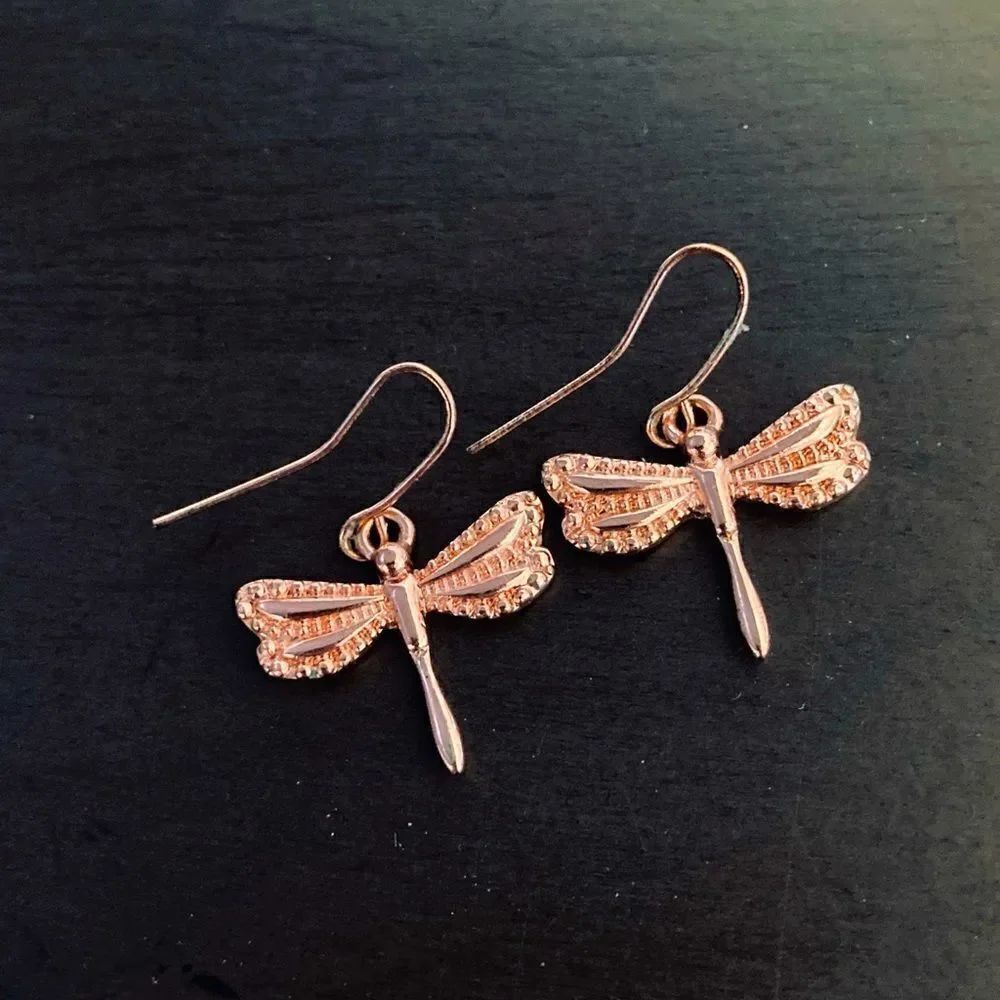 Dragonfly Rose Gold Earrings